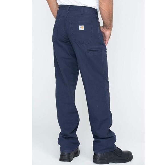 Carhartt Men's Flame-Resistant Midweight Canvas Pant Loose Fit, Navy, 36x32 - Picture 2 of 5